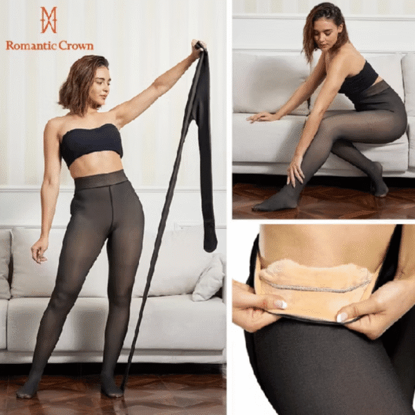 Meia-Calça Feminina Legging Térmica Forrada Peluciada de Lã Super Elástica Slim