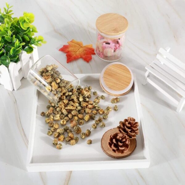 Kit 10 Potes Porta Mantimentos De Vidro Tampa De Bambu 200ML - Imagem 4