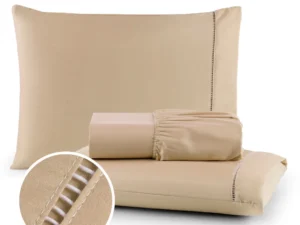 Jogo de Lençol 03 Peças 400 Fios Cama Casal Queen Micropercal Ponto Palito